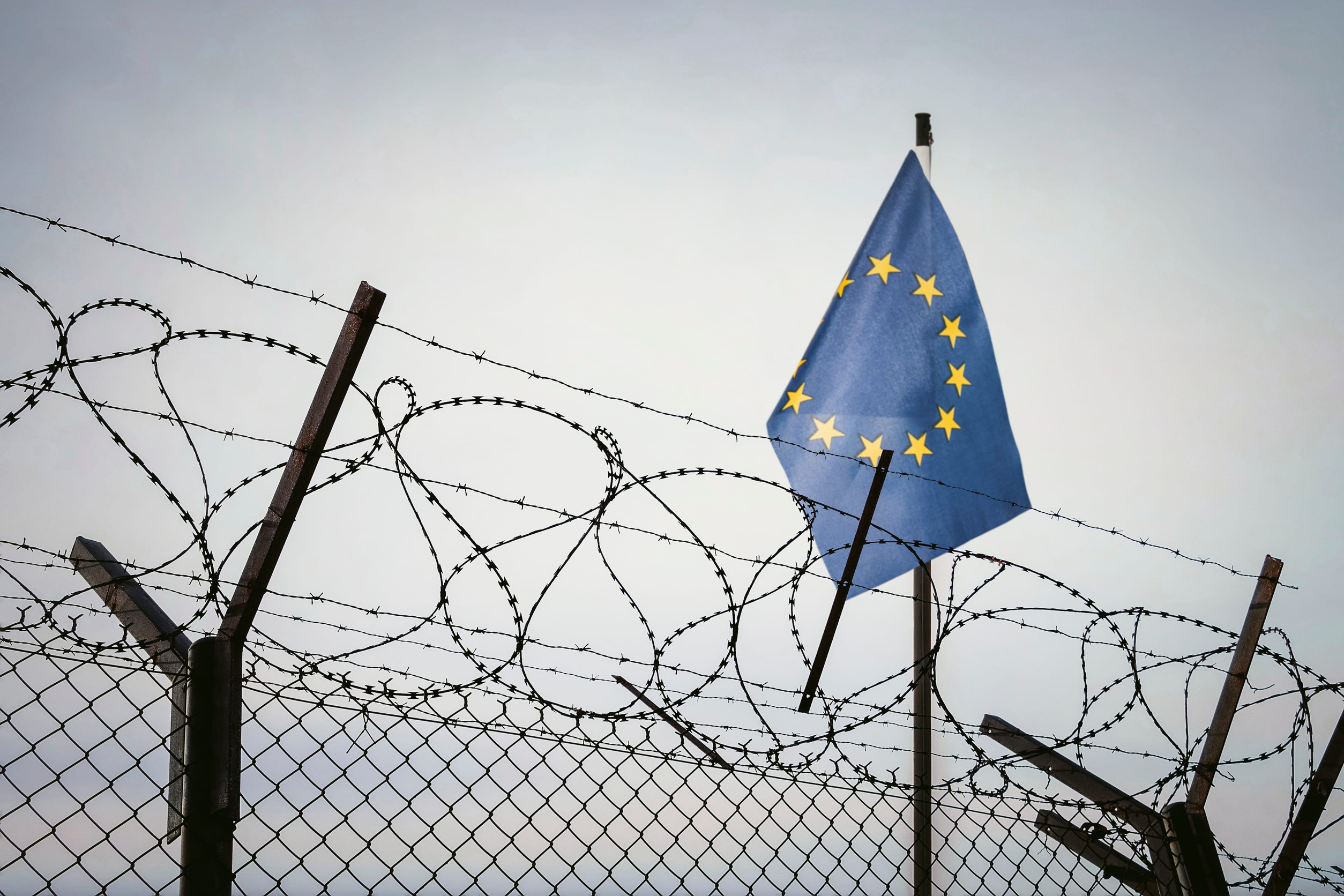 EU flag near Russian Border